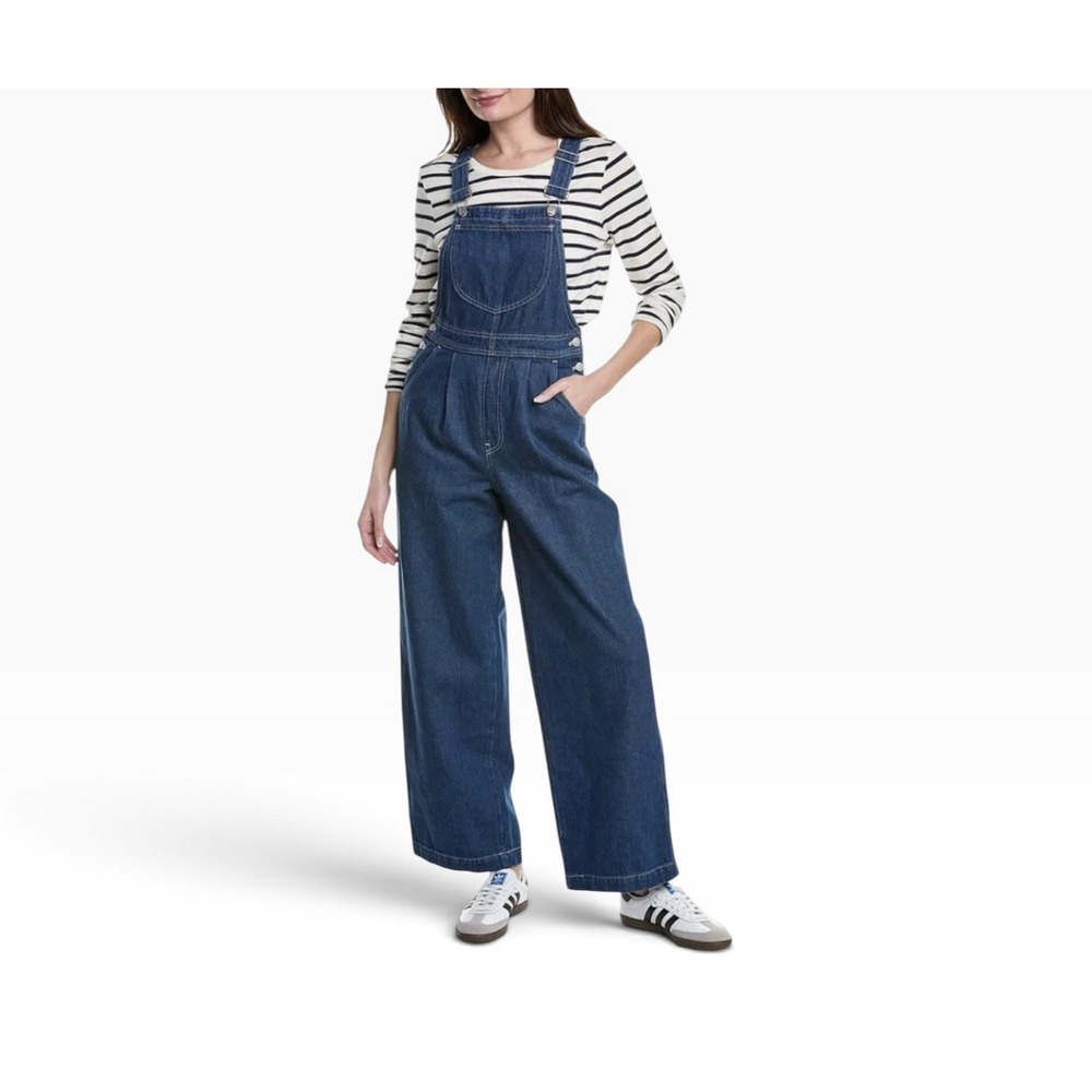 NWT Madewell Women's Size 0 Blue Warham Wash Overalls Jeans Wide Leg